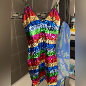 Fashion nova size Xs rainbow sequin dress never worn